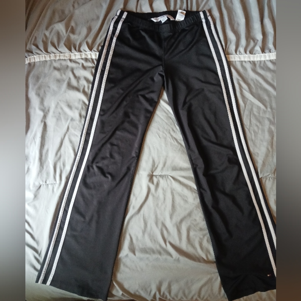 Tommy Hilfiger Size Small Full Length Bootcut Black and White Track Pants